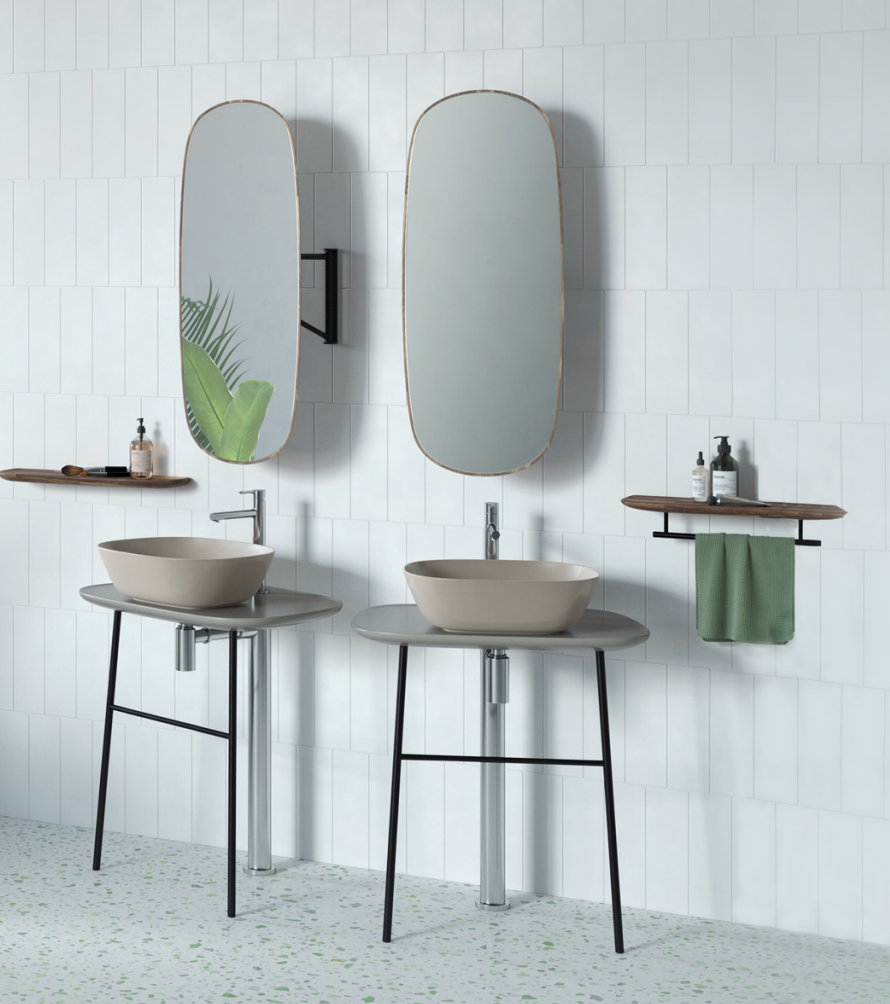 Floating mirror and shelves 